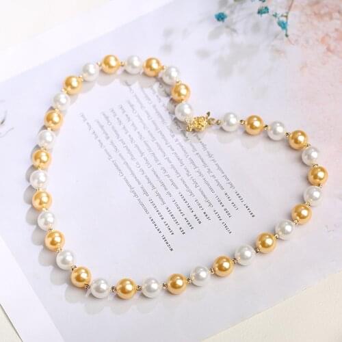 New Fashion Elegant Multicolor Shell 8mm and 10mm Imitation Necklace 40/45/50/55cm shell Beads Bohemian style Jewelry for women