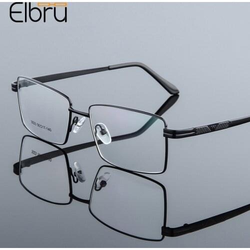 Elbru Titanium Alloy Gold Electroplated Glasses Frame Fashion Square Ultralight Plain Glasses Men Women Metal Frame Spectacles