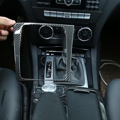 Real Carbon Fiber Gear Shift Decoration Exterior Frame Sticker for Mercedes Benz C Class W204 C180 C200 C260 2007-13 Accessories