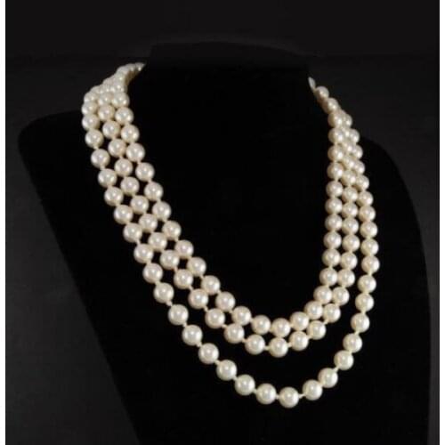 First Lady Triple Strand real White Pearl Necklace 17-19"