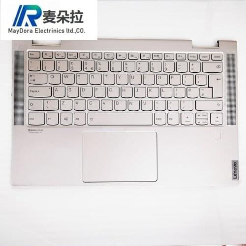 UK/GB keyboard palmrest assembly for LENOVO YOGA C740-14 C740-14IWL w/ backlit UK keyboard touchpad and fingerprint Gold