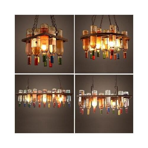 Pendant Lights loft retro industrial wind creative restaurant personality cafe art wine bottle Pendant lamp ZL262 LU724196