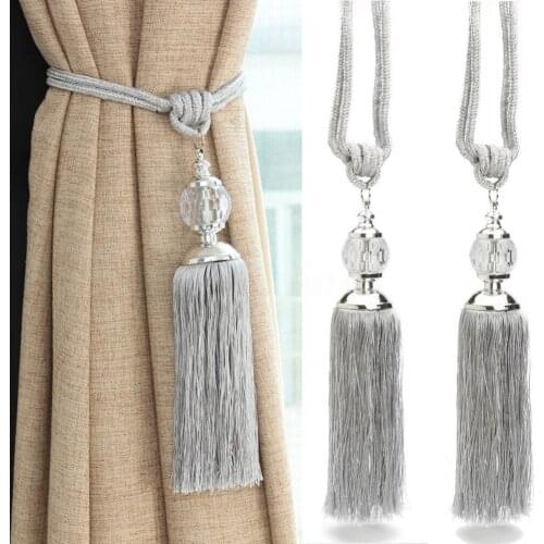 Dropship 2 Pcs Curtain Holdbacks Rope Tie Backs Tassel Beaded Tiebacks Crystal Ball Decor