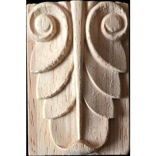 Retro Simple Wood Carved Decal Corner Onlay Applique Unpainted Decorate Cabinets Table Furniture Decorative Wooden Craft