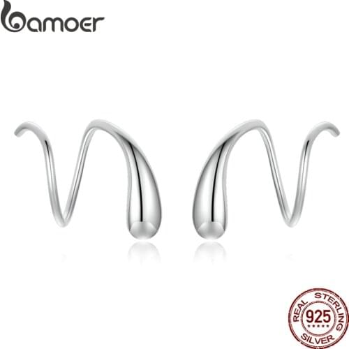 Bamoer Creative Water Droplets Earrings 925 Silver Silver Pure ISHWAR Earrings for Women Engagement Fashion Jewelry SCE1130