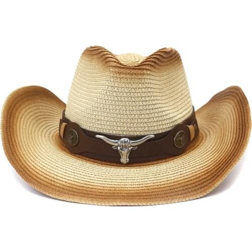 Sun hat for women summer hats New spring western spray paint cowboy straw hat outdoor seaside sunscreen hat beach hat HZ40