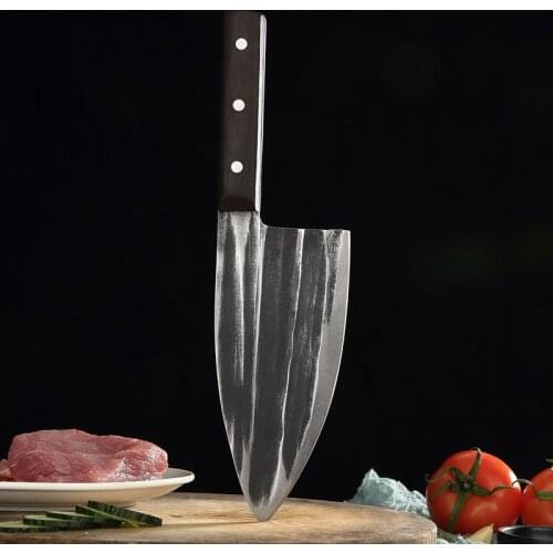 SHUOJI 7 Inch Meat Cleaver Knife Handmade Forged Kitchen Knife German Steel Cooking Accessories with Solid Wood Handle Butcher