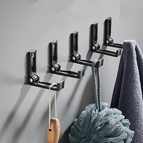 5Pcs Wall Mount No Drilling Foldable Hook Towel Holder Bathroom Kitchen Supplies