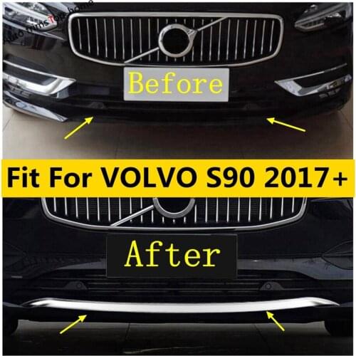 Exterior For VOLVO S90 2017 2018 2019 Stainless Steel Front Bottom Bumper Grille Grill Vent Decor Strip Cover Trim Accessories