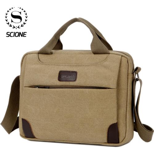 Scione Men Simple Canvas Crossbody Satchel Bag Men Hiking Military Messenger Sling Shoulder Bags Tactical Sling Shoulder Bag