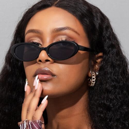 WHO CUTIE 2021 New Trendy Small Oval Sunglasses Women Vintage Rectangle Frame Sun Glasses Green Lens Shades Female Oculos UV400