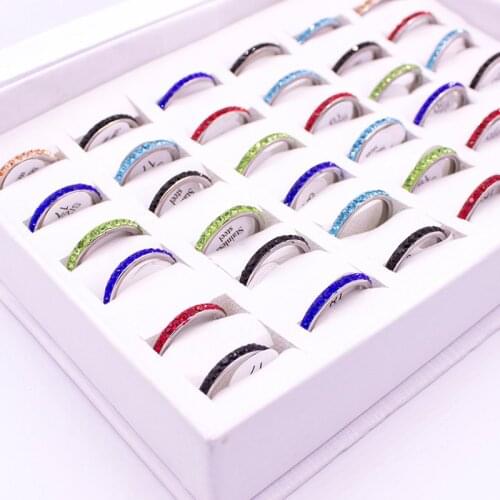 20 Pieces Mix Vintage Colorful Single Crystal Ring For Women Top Quality Silver Plated Fashion Retro Rings Jewelry Factory