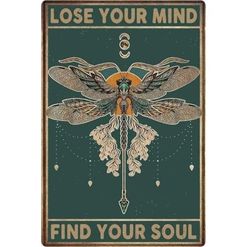 Lose Your Mind Tin Plate Find Your Soul Retro Psychic Metal Tin Sign Vintage Plaque Bathroom Poster Restroom Home Wall Decor