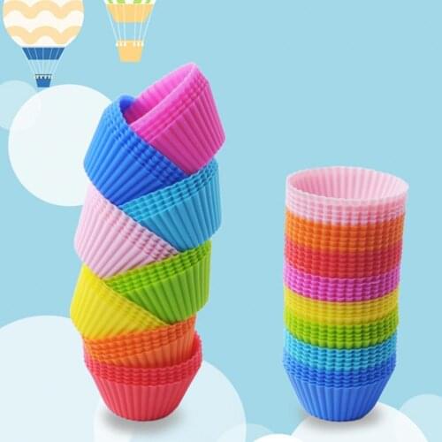10Pcs Silicone Round Muffin Cup DIY Cake Decor Candy Color Cake Baking Mold Kitchen Decoration Cooking Tool