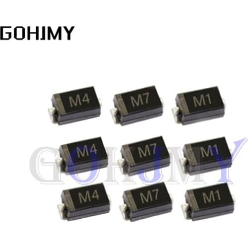 100PCS Rectifier diode M1 M4 M7 SS12 SS14 SS16 SS24 SS34 SS36 SS110 SS210 SS210 US1M RS2M ES1D DO-214AC Schottky diodes