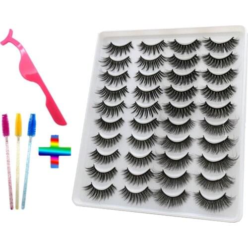 20 pairs 3D Man-madeMink Lashes Natural False Eyelashes Dramatic Volume Fake Lashes Makeup Eyelash Extension Silk Eyelashes