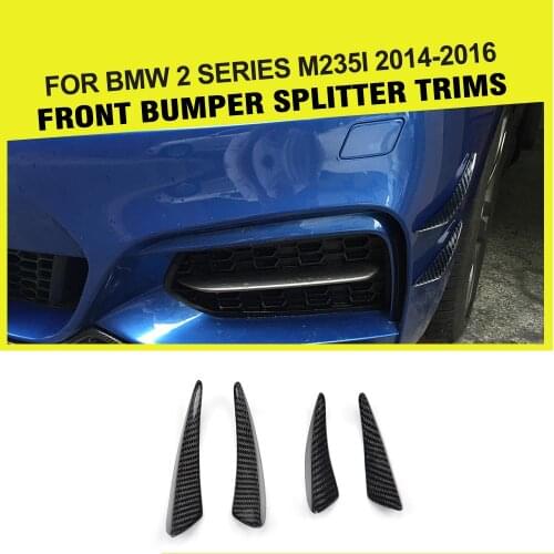 4PCs/Set Carbon Fiber Front Bumper Fins Decoration Canards Trims for BMW 2 Series F22 M235i / M2 2014 - 2016 Car Styling