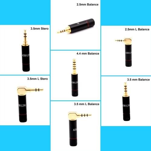 2.5MM/3.5MM/4.4MM Acrolink DIY HiFi Headphone Jack Plug Audio Pure Brass Gold Plated Connector Plug For Earphone 1PC/Lot