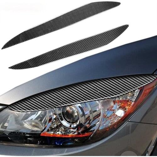 Car Front Lamp Eyebrow Headlight Eyelids Sticker Real Carbon Fiber Trim Accessories For Mazda3 Mazda 3 M3 2010 2011 2012 2013