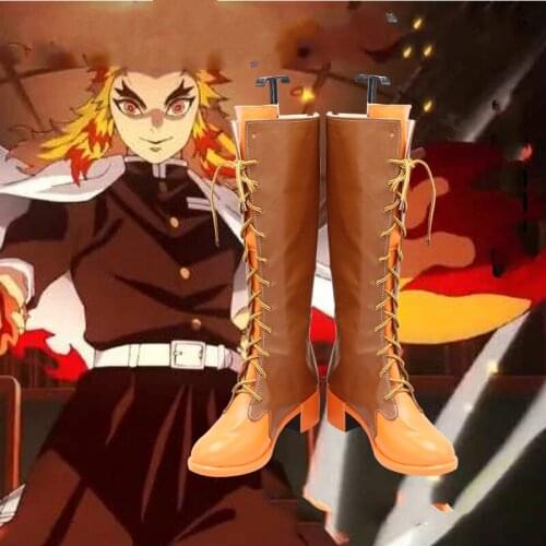 Demon Slayer Rengoku Kyoujurou transgender Cosplay Shoes Boots Kimetsu no Yaiba Halloween Carnival Cosplay Costume Accessory