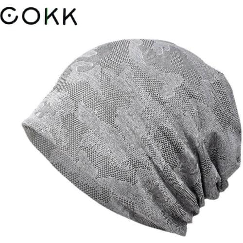 COKK Beanie Men Women Thin Hat Camouflage Mesh Breathable Elastic Soft Running Sports Outdoor Bonnet Cap New 2021 Hot