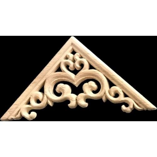 10cm Wooden Applique Wood Decal Onlay Wood Craft Exquisite Natural Ornamental Long Oval Flower Rubber Wooden Cabinet Corner