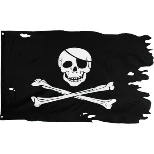 90x150cm Double bone skull Jolly Roger Hole Flag