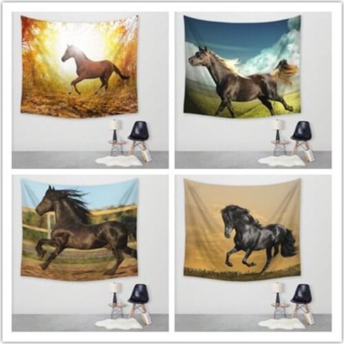 150*130cm Horse Wall Tapestry Home Decorations Wall Hanging Forest Starry Night Tapestries For Living Room Bedroom