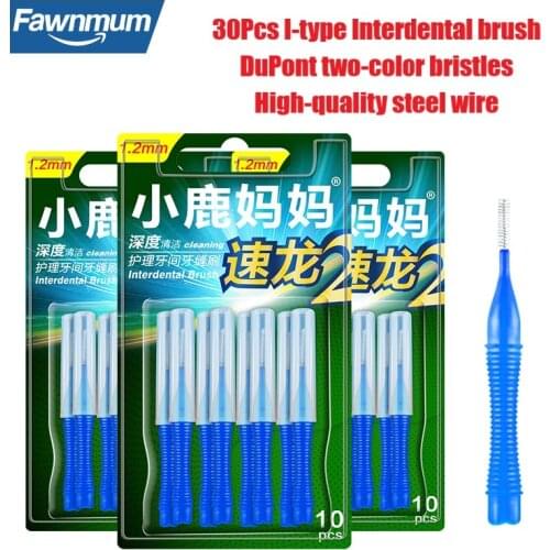 Fawnmum Dental 3x10Pcs Adult Interdental Brush Toothpicks L-shape Interdental Toothbrush Tooth Gums Clean Teeth Stick Oral Care