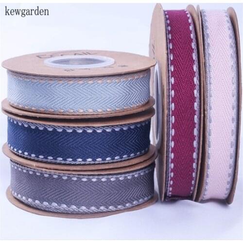 Kewgarden Dotted Linen Edge Satin Ribbons 10mm 25mm 38mm Handmade Tape DIY Bowknot Ribbon Polyester Cotton Riband 20 yards