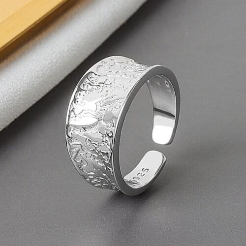 Gothic Punk Silver Color Jewelry Korean Style Simple Lettering Ring Fashion Female Wedding Finger Open Ring Ring Set for Women