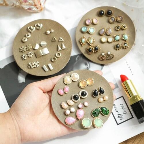 Set Earrings For Girls Stones Statement Fashion Ear Jewelry Metal Party Stud One Week Earrings