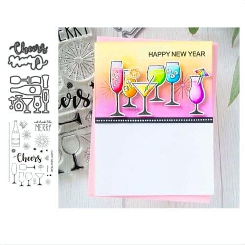 Metal cutting dies and clear stamp for Scrapbook wine glass cut die mold paper craft knife mould blade punch stencils dies