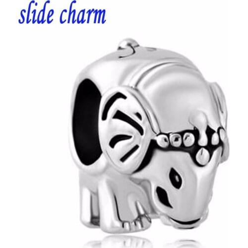 Slide charm Free shipping Thailand cute little elephant fit Pandora bracelets and