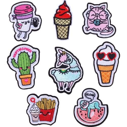 Ice cream drink love clothes decoration patch for Clothing Iron on Embroidered Sewing Applique Fabric Badge Apparel Accessories