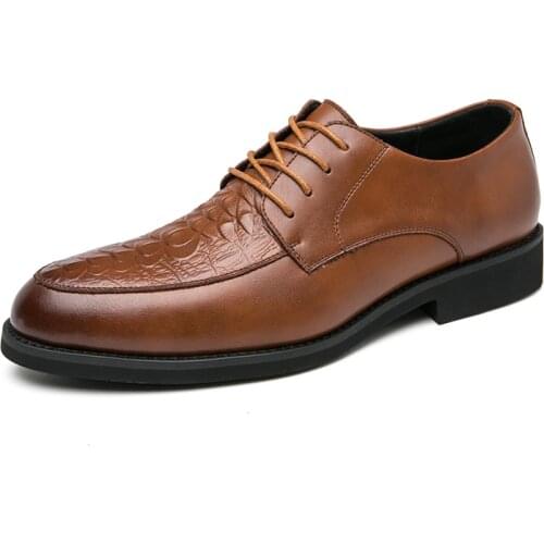 Men casual shoes Men pu Leather Shoes Men Dress Leather Shoes Prints Pointed Toe Lace up Wedding Office Men Formal Shoes