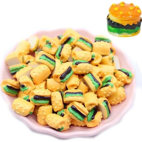 10Pcs Mini Hamburger Supplement Charms Filler Addition For Slime DIY Polymer Accessories Toy Lizun Modeling Clay Kit For Kids