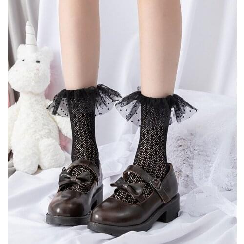 Cute Fluffy Lace Hollow Lace Tube Socks Lace Crew Socks Lolita Line Lolita Socks Spring Summer Thin Soft Girl Jk Socks Kawaii