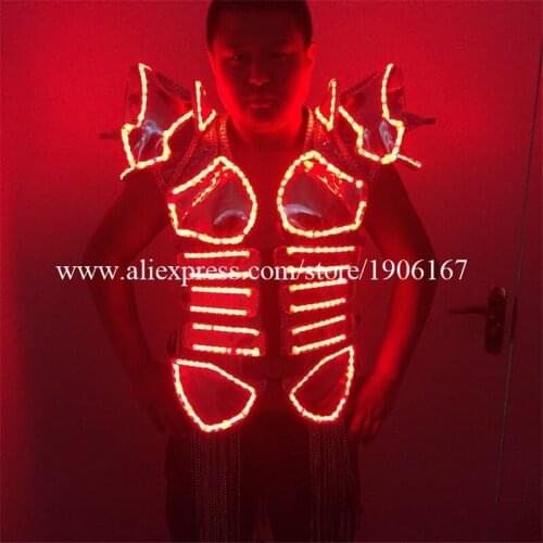 New Design Male Singer Stage LED Light Luminous Clothing Nightclub LED Illuminate Flashing Costumes Dress Dancer Stars Bar Show