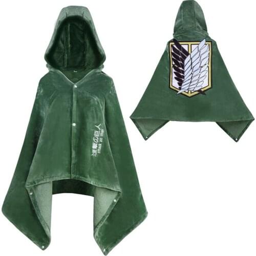Attack on Titan Shingeki no Kyojin Cloak Homewear Cosplay Eren Jaege Mikasa Scouting Legion Fleece Robe Capes Costume Cloaks