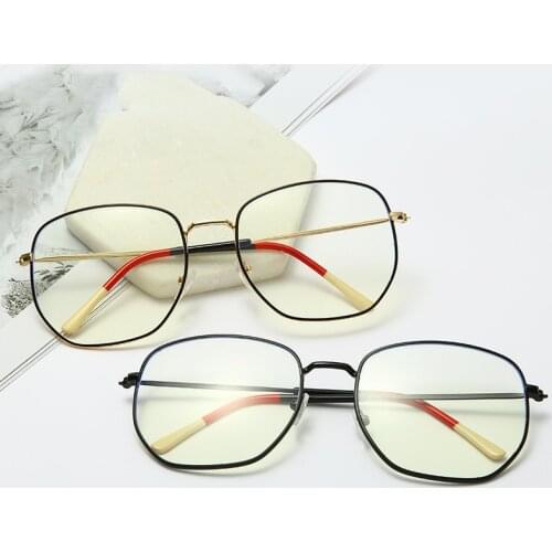 Mens Blue Light Glasses Polygon Metal Frame Anti-blue Eyeglasses Women Reading Glasses Clear Lens Transparent Computer Lunettes