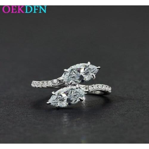 OEKDFN 100% S925 Sterling Silver Ring For Women Brand Design White AAAAA Zircon Gemstone Wedding Jewelry Anniversary Rings Gift