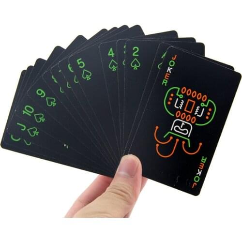 Black Luminous Poker Glow Novelty Fluorescent Playing Cards KTV Night Luminous Collection Special Poker Bar Game Collectibles