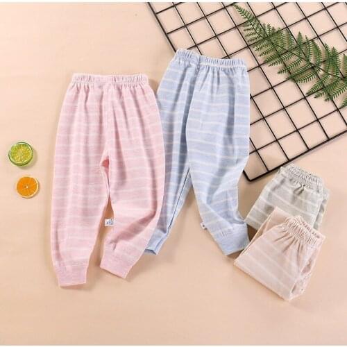 Autumn New Childrens Trousers Colored Cotton Girls Leggings Baby Striped Pants Boys Autumn Pajamas Trouser Korean Baby Clothes