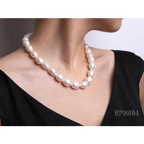 Genuine 10-11mm Freshwater Baroque White Pearl Necklace 18 inches AAA