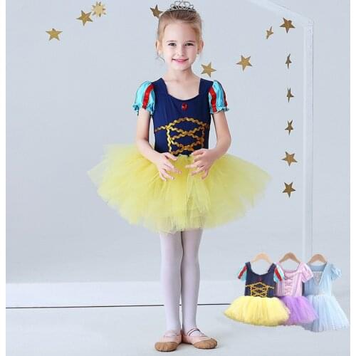 Princess Dress Ballet Leotards For Girls Tutu Tulle Ballet Dress Gymnastics Leotard Short Sleeve Dance Skirt For Ballerina