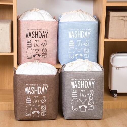 Collapsible Beam Storage Basket Clothes Toy Sundries Sorting Bag Household Container Large Capacity Waterproof Cotton and Linen
