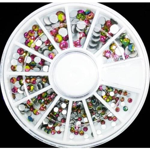 1 Box Rainbow Non Hotfix Strass Rhinestones SS6-SS16 Glue Fixed Decoration Nail Clear Crystal AB Round Glitters For Nail Art