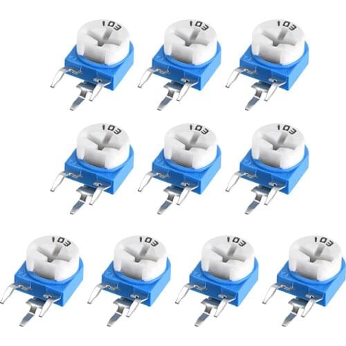 Uxcell Trimmer Potentiometer 10K Ohm Top Adjustment Horizontal Variable Resistors 10Pcs Side Mounting
