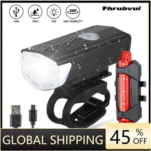 Bike Bicycle Light USB LED Rechargeable Set Mountain Cycle Front Back Headlight Lamp Flashlight